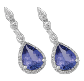 Pear Shape Tanzanite and Diamond Drop Earring ETZ115