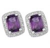 Cushion Amethyst and Diamond Earrings E18AM