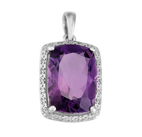 Cushion Amethyst and Diamond Pendant P18AM