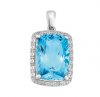 Cushion Blue Topaz and Diamond Pendant P18BT