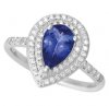 Pear Tanzanite and Diamond Split Shank Ring with Micro Pave Shoulders RTZ22