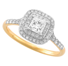 Princess Cut Ring with Split Shank and Micro Pave Shoulders TR142