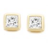 Princess Cut Bezel Earrings