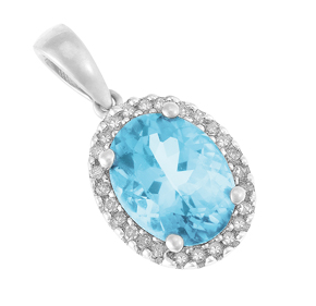 Cluster Pendant with Diamond and Blue Topaz
