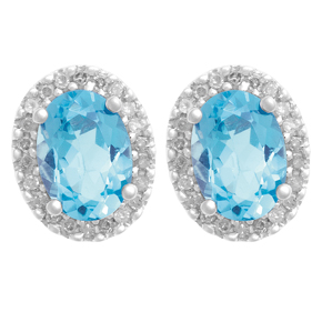 Cluster Earring with Diamond and Blue Topaz