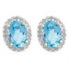 Cluster Earring with Diamond and Blue Topaz