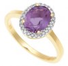 Cluster Ring with Diamond and Amethyst