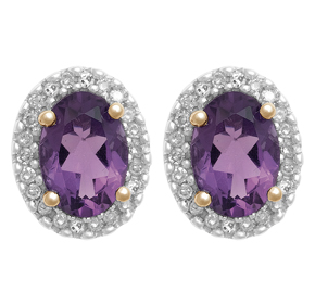 Cluster Earring with Diamond and Amethyst