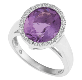 Oval Amethyst and Diamond Ring