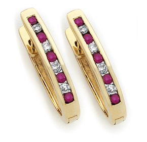 Ruby and Diamond Huggies HR