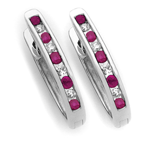 Ruby and Diamond Huggies HR