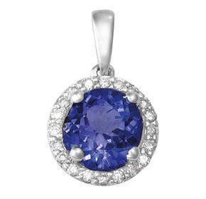 Round Tanzanite and Diamond Pendant PTZ21