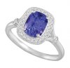 Claw Set Cushion Tanzanite with Micro Pave and Milgrain Ring