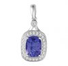 Claw Set Cushion Tanzanite with Micro Pave and Milgrain Pendant