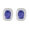 Claw Set Cushion Tanzanite with Micro Pave and Milgrain Earring