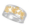 Leaf Design 2 Tone Ring with Milgrain