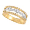 Triple Row Dress Ring with Bezel