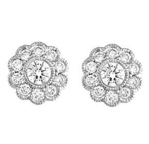 Flower Diamond Milgrain Earrings