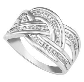 Braided Pave Set Dress Ring