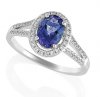 Oval Tanzanite Ring with Split Shank & Micro Pave Shoulders