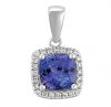 Cushion Cut Tanzanite and RBC Diamond Set Pendant