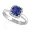 Cushion Cut Tanzanite with RBC Halo Set Ring