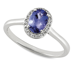 Oval Tanzanite & RBC Diamond Set Ring