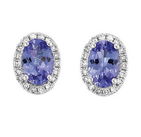 Oval Tanzanite & RBC Diamond Set Earrings