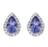 Pear Tanzanite & RBC Diamond Set Earrings