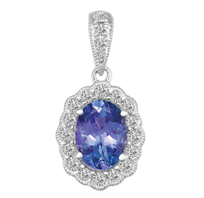 Oval Cut Tanzanite with Halo Pendant PTZ31