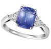 Cushion Tanzanite and Trilliant Illusion Shoulders Ring
