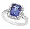 Emerald Cut Tanzanite and RBC Diamond Milgrain Ring RTZ08