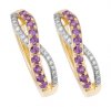 Amethyst Cross Over Pave Huggies