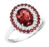 GARNET OVAL DIAMOND RING