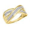YELLOW GOLD MICRO PAVE CROSS OVER RING