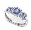 3 STONE TANZANITE & RBC DIAMOND RING