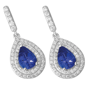 18ct - Tanzanite and Diamond Drop Earrings ETZ22