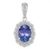 18ct - Oval Cut Tanzanite with Halo Pendant PTZ31