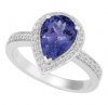 18ct - Pear Shape Tanzanite and Diamond Ring with Milgrain RTZ115