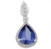 18ct - Pear Shape Tanzanite and Diamond Drop Pendant PTZ115