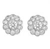 18ct -  Flower Diamond Milgrain Earrings