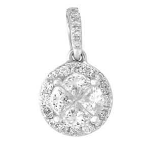 18ct - Invisible Set Round Pendant P14150