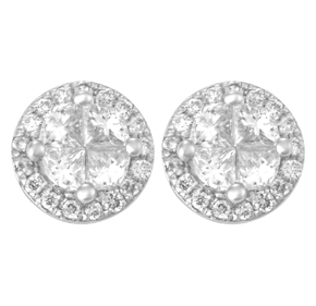 18ct -  Invisible Set Round Earrings E14150