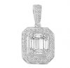 18ct - Invisible Set Baguette Pendant with RBC and Milgrain PBAG50