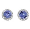 9ct -  Round Tanzanite & RBC Diamond Set Earrings
