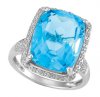9ct - Cushion Blue Topaz and Diamond Ring R18BT