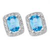 9ct - Cushion Blue Topaz and Diamond Earrings E18BT