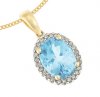 9ct - Cluster Pendant with Diamond and Blue Topaz