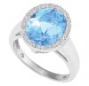 9ct -  Oval Blue Topaz and Diamond Ring