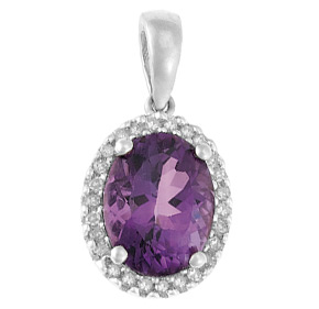 9ct - Cluster Pendant with Diamond and Amethyst PO1AM